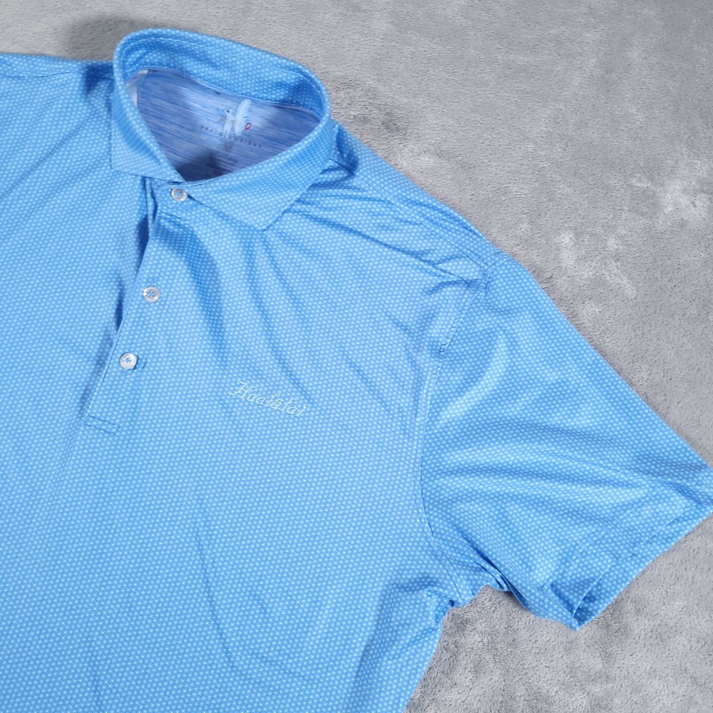 johnnie-O Marlin Polo Shirt Mens Medium Blue Featherweight Golf Hualalai Logo